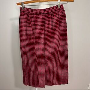 Vintage Pendleton Wool Skirt Pink Black Houndstooth Print Size 4